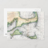 マーサ・ヴィネヤード・ナンタケットの地図 ポストカード (正面/裏面)