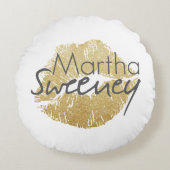 マーサSweeneyの金ゴールドの唇の円形の枕 ラウンドクッション (正面)