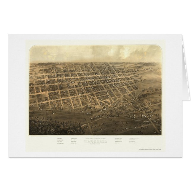 マーシャルのMIのパノラマ式の地図- 1868年 (正面横)