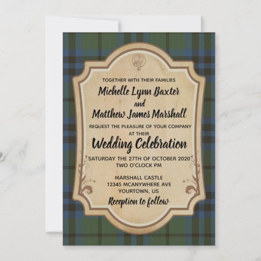 マーシャルタータンチェック結婚式招待状 招待状 (正面)