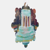 マーシャルミシガンブルックスメモリアル噴水観光客 オーナメントカード (右)