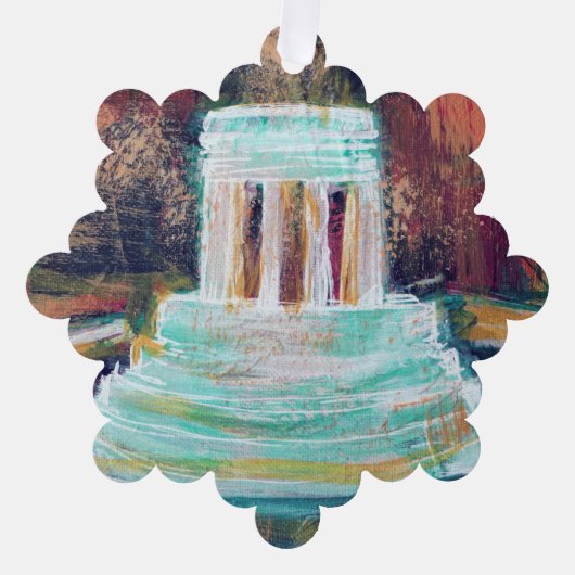 マーシャルミシガンブルックスメモリアル噴水観光客 オーナメントカード (正面)