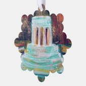 マーシャルミシガンブルックスメモリアル噴水観光客 オーナメントカード (左)