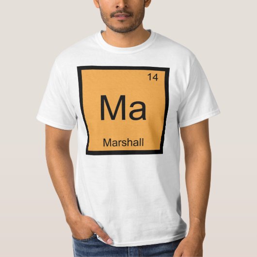 マーシャル名の化学元素周期表 Tシャツ (正面)
