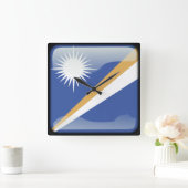 マーシャル諸島国旗 スクエア壁時計 (ホーム)