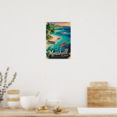 マーシャル諸島海岸イラスト旅行アート ポスター (キッチン)