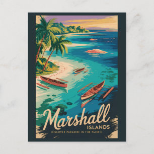 マーシャル諸島海岸イラスト旅行アート ポストカード