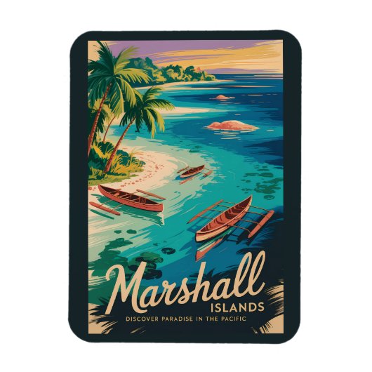 マーシャル諸島海岸イラスト旅行アート マグネット (縦)