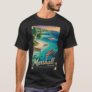 マーシャル諸島海岸イラスト旅行アート Tシャツ