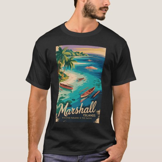 マーシャル諸島海岸イラスト旅行アート Tシャツ (正面)