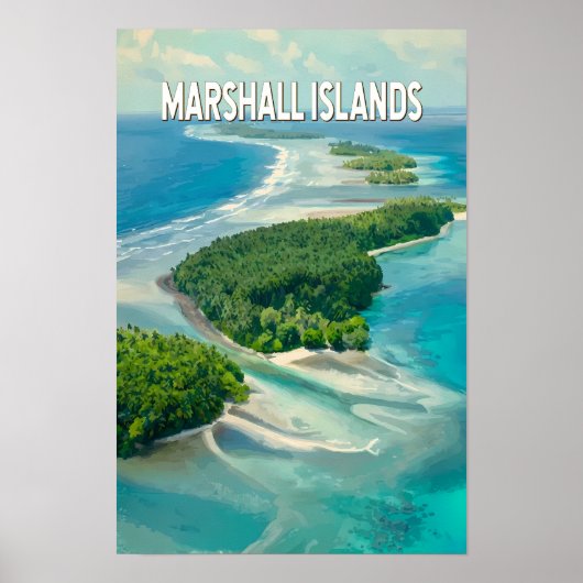 マーシャル諸島 イラスト 旅行 アート ビンテージ ポスター (正面)