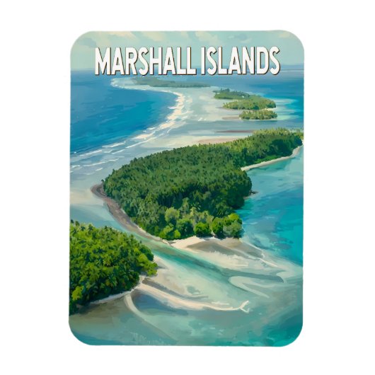 マーシャル諸島 イラスト 旅行 アート ビンテージ マグネット (縦)