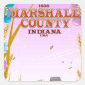 マーシャル郡'1836'インディアナ旅行ポスター。 スクエアシール (正面)