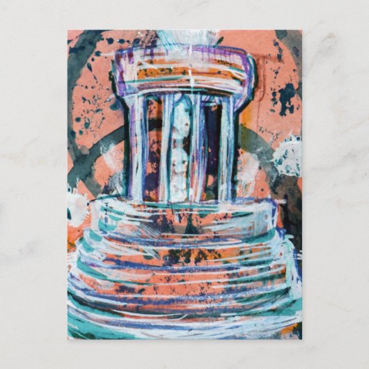 マーシャル ミシガン州 ブルックス記念噴水 観光客 ポストカード (正面)