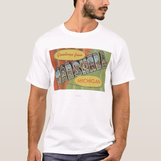 マーシャル、ミシガン州-大きい手紙場面 Tシャツ (正面)