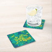 マーシュマリゴールド夏ワイルドフラワーズ絵画フローラ スクエアペーパーコースター (インサイチュ)