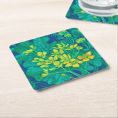 マーシュマリゴールド夏ワイルドフラワーズ絵画フローラ スクエアペーパーコースター (アングル)