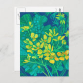 マーシュマリゴールド夏ワイルドフラワーズ絵画フローラ ポストカード (正面/裏面)