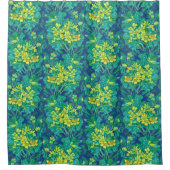 マーシュマリゴールド野草黄色い花模様 シャワーカーテン (正面)