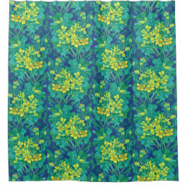 マーシュマリゴールド野草黄色い花模様 シャワーカーテン