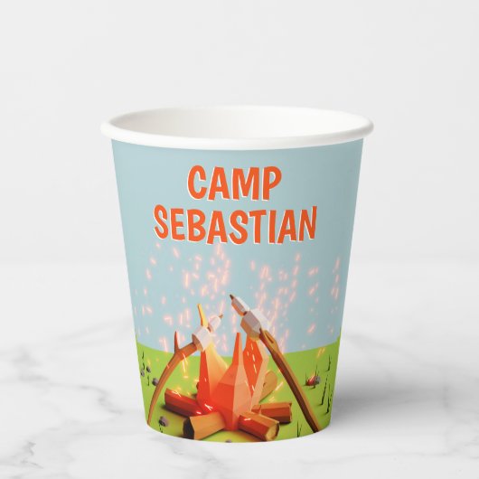 マーシュマローズキャンプファイアアウトドアアドベンチャー誕生日 紙コップ (正面)