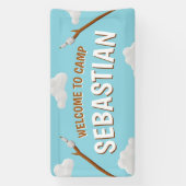 マーシュマローズブルーウェルカムキャンピングバースデーパーティー 横断幕 (縦)