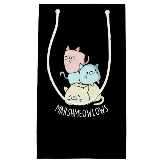 マーシュミューおもしろいロウキャットマーシュマロープンダークBG スモールペーパーバッグ (正面)