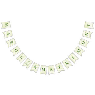 マージとマトリモニー グリーン ストライプ バンティングフラッグ
