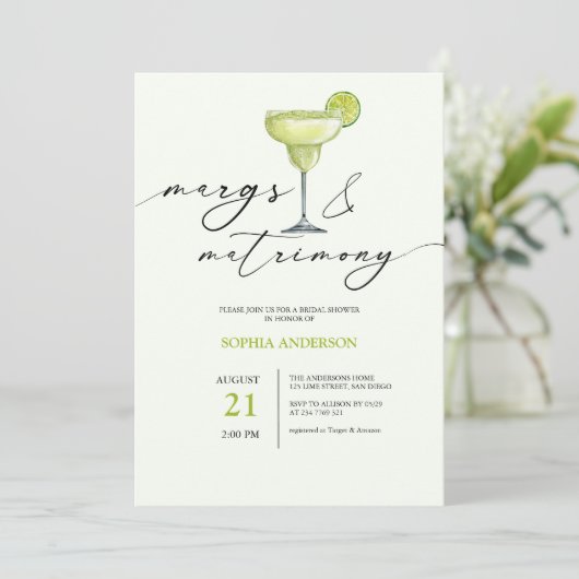 マージとマリモニー グリーン ライム ブライダルシャワー 招待状 (スタンド正面)