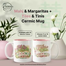 マージャンとマルガリータ + タイルとマティーニ 陶器マグカップ