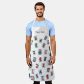 マージャンのタイルとシンボルパターンのパーソナライズ エプロン (着用した状態)