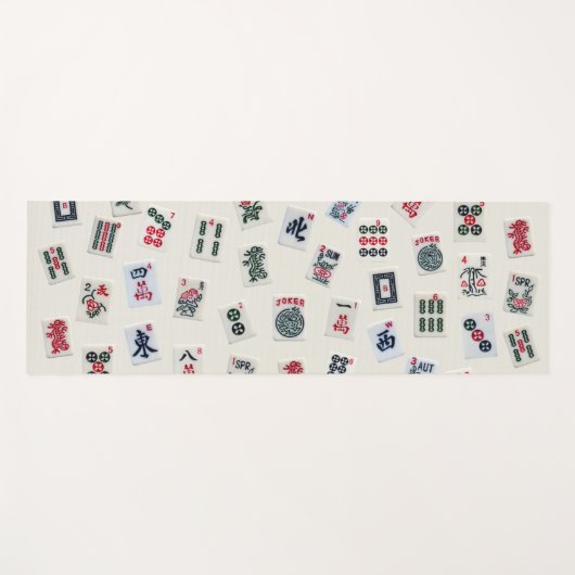 マージャンのタイル写真バッジ背景 ヨガマット (正面(横))