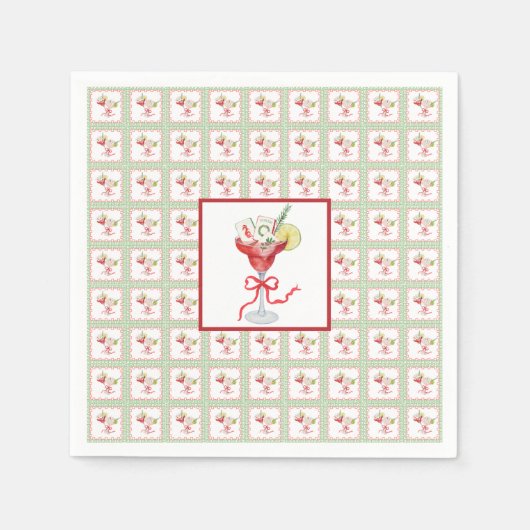 マージャンカクテルクリスマスグランドミレニアルグリーン スタンダードカクテルナプキン (正面)