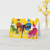 マージャンガバルーン誕生日カード カード (黄色い花)