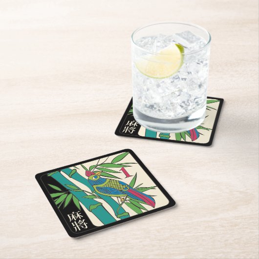 マージャンギータイルズバードコースター スクエアペーパーコースター (インサイチュ)