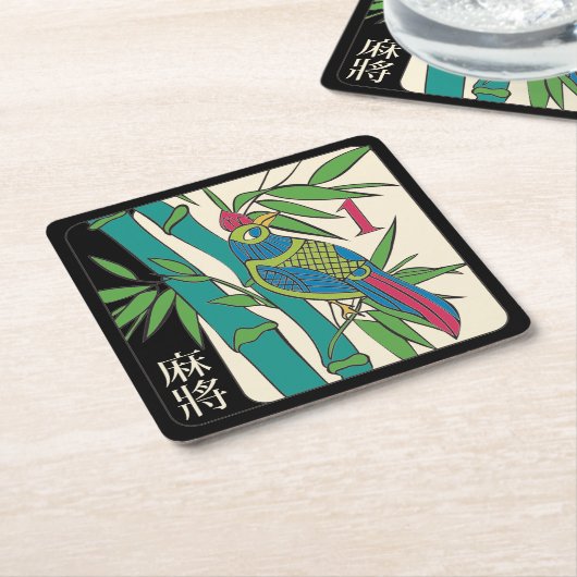 マージャンギータイルズバードコースター スクエアペーパーコースター (アングル)