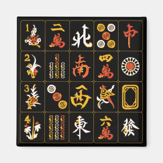 マージャングブラック/オレンジ/イエローマグネット マグネット (正面)