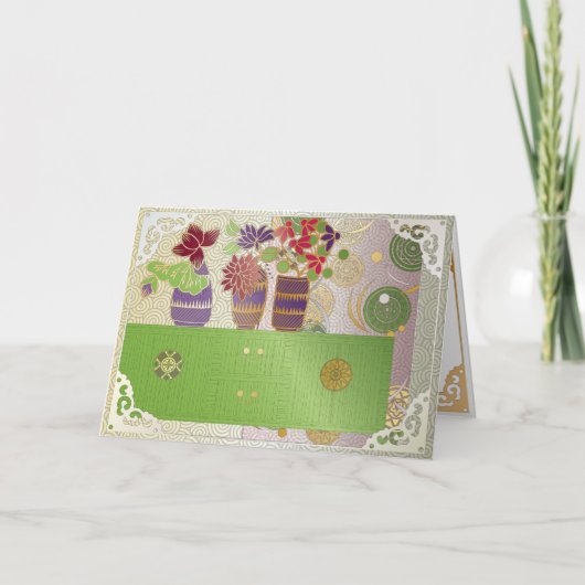 マージャングリーンテーブルカード サンキューカード (正面)