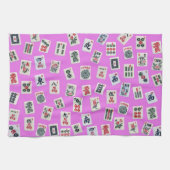 マージャンタイルデザイン写真のピンク キッチンタオル (横)