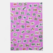 マージャンタイルデザイン写真のピンク キッチンタオル (縦)