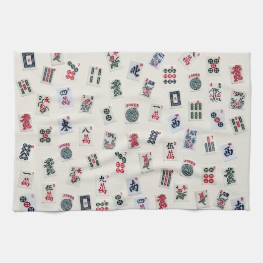 マージャンタイルデザイン写真オンバッジ  キッチンタオル (横)