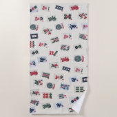 マージャンタイル写真バッジ背景 ビーチタオル (正面)