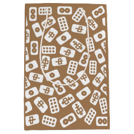 マージャンタイル模様の白い茶色の抱き枕 ミディアムペーパーバッグ