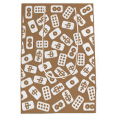 マージャンタイル模様の白い茶色の抱き枕 ミディアムペーパーバッグ (裏面)