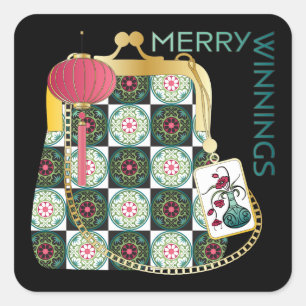 マージャンハンドバッグホリデーステッカー スクエアシール