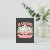 マージャン社交クラブ ピンクの花の飾りリボン 名刺 (スタンド正面)