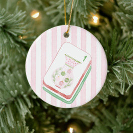 マージャン クリスマス 花瓶 タイル セラミックオーナメント