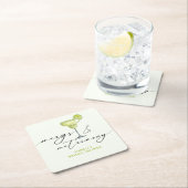マージ＆マトリモニー グリーン ライム ブライダルシャワー スクエアペーパーコースター (インサイチュ)