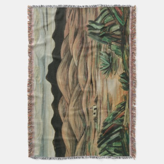 『マースデン・ハートレーによる砂漠の風景』、ヴィンテージ ファインアート スローブランケット (正面縦)