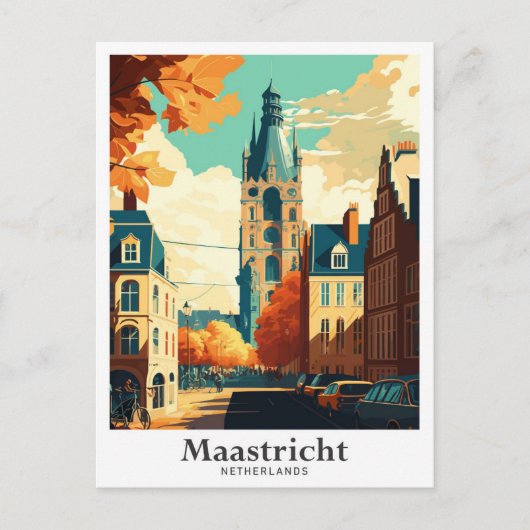 マーストリヒトオランダヴィンテージトラベルイラストレーション ポストカード (正面)
